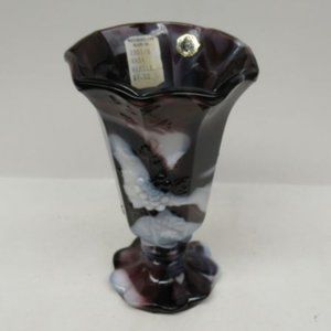 Westmoreland Purple Slag Glass PANELED GRAPE 6 Inch High Flower Vase, OL